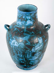 A Jacques Blin Sgraffito Glazed Stoneware Vase with Animal Decor