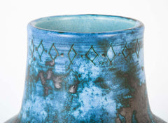 A Jacques Blin Sgraffito Glazed Stoneware Vase with Animal Decor