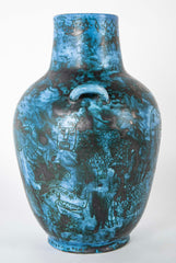 A Jacques Blin Sgraffito Glazed Stoneware Vase with Animal Decor
