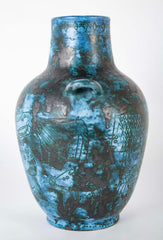 A Jacques Blin Sgraffito Glazed Stoneware Vase with Animal Decor