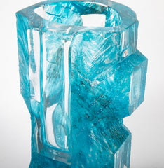 "Argos" Vase of Blue Ground with Clear Panels by Daum
