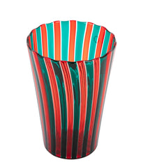 Gio Ponti for Venini "A Canne" Red and Green Glass Vase