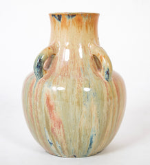 Auguste Delaherche Four Handled Stoneware Vase, Stamped