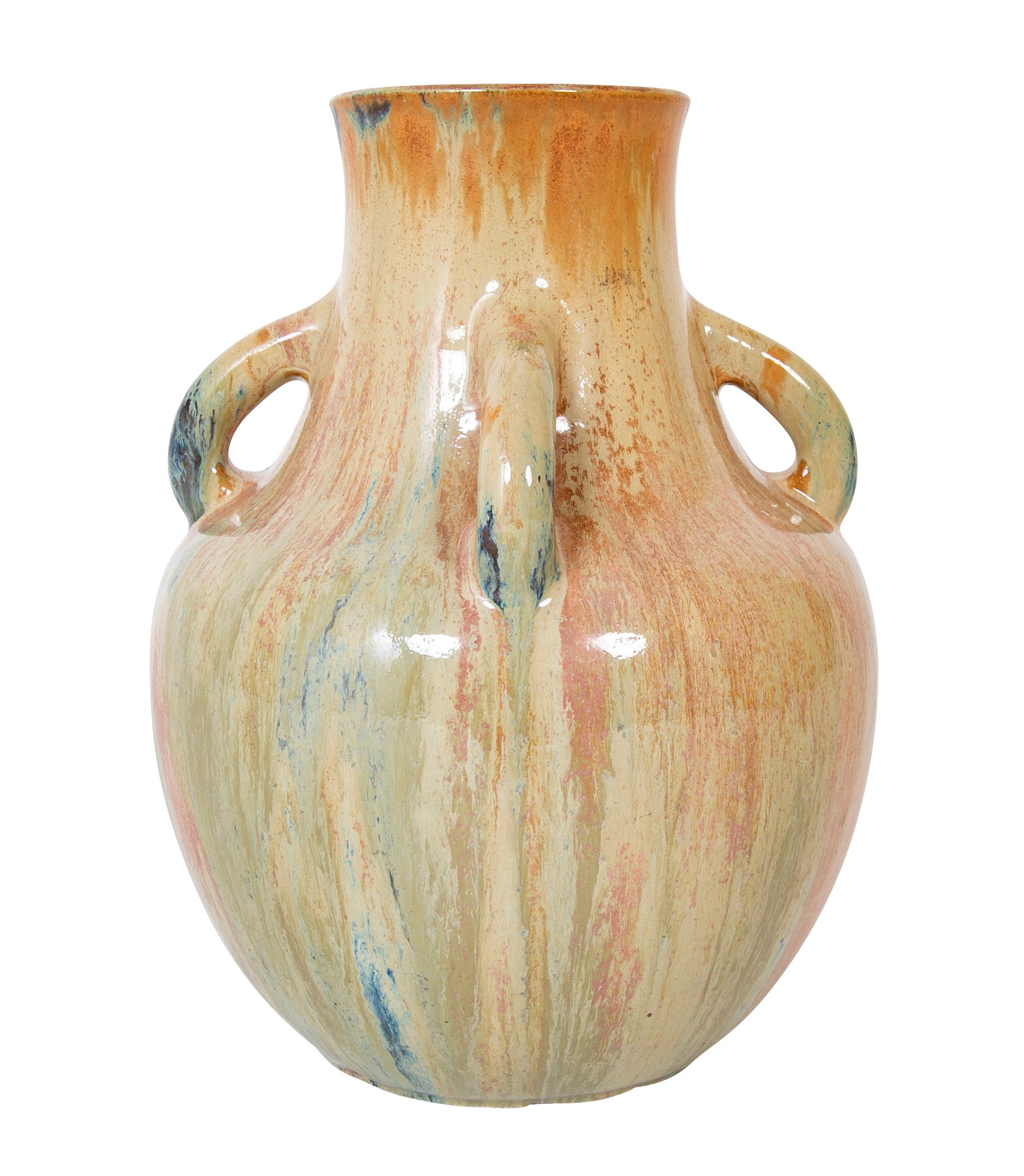 Auguste Delaherche Four Handled Stoneware Vase, Stamped