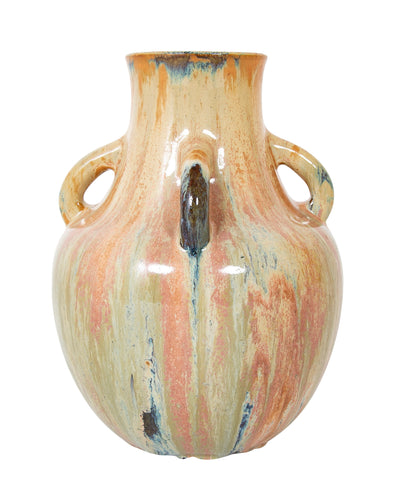 Auguste Delaherche Four Handled Stoneware Vase, Stamped