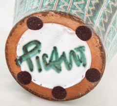 Earthenware Teal & Gray Vase by French Ceramist Robert Picault