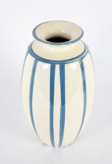 Earthenware Vase Decorated with Vertical Lines.