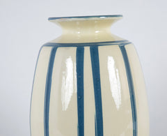 Earthenware Vase Decorated with Vertical Lines.