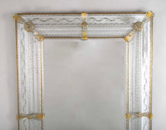 Archimede Seguso Italian Murano Glass Framed Mirror