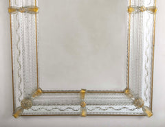 Archimede Seguso Italian Murano Glass Framed Mirror