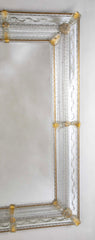 Archimede Seguso Italian Murano Glass Framed Mirror