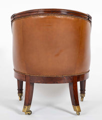 William IV Rosewood Library Chair Upholstered in Leather with Nailhead Trim