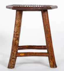 Adirondack Hexagonal Stool with Incised Geometric Design on Seat
