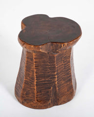 Hand Hewn Wood Granary Mortar Stool