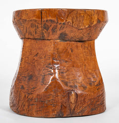 Hand Hewn Wood Granary Mortar Stool