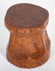 Hand Hewn Wood Granary Mortar Stool