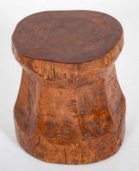 Hand Hewn Wood Granary Mortar Stool