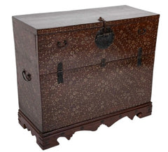 Chestnut Korean Palace Blanket Chest with Brass & Abalone Inlay