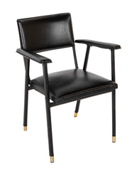 A Black Vinyl Wrapped Armchair Attributed to Jacques Adnet