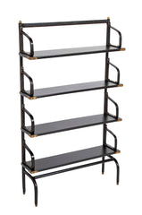 A Jacques Adnet Stitched Black Leather Covered Small Bookcase