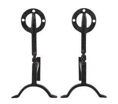 Pair of Glasgow School Iron Twisted Column Andirons