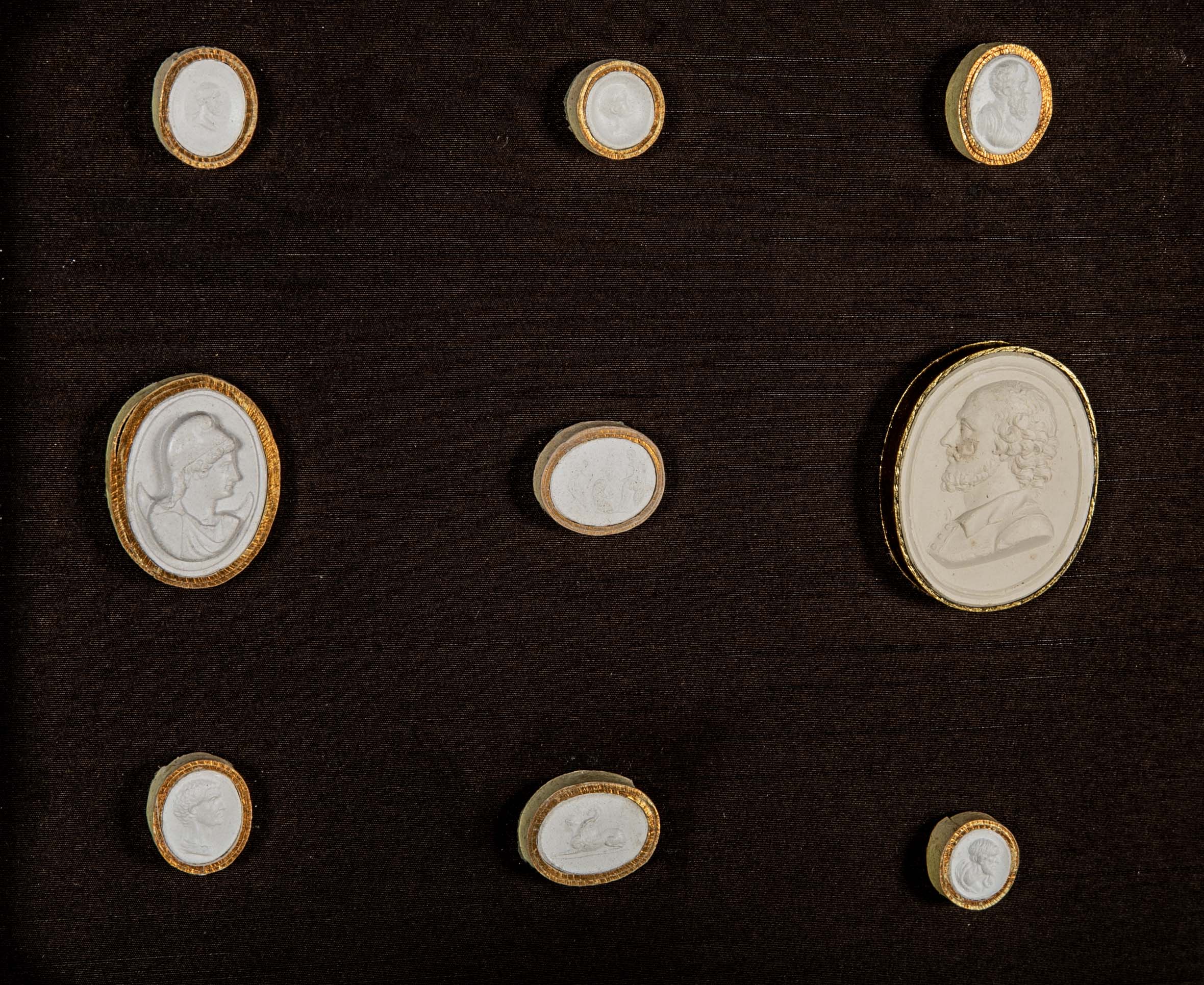 Set of 10 Octagonally Framed Italian Grand Tour Plaster Intaglios