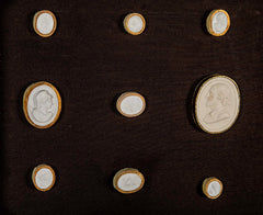 Set of 10 Octagonally Framed Italian Grand Tour Plaster Intaglios