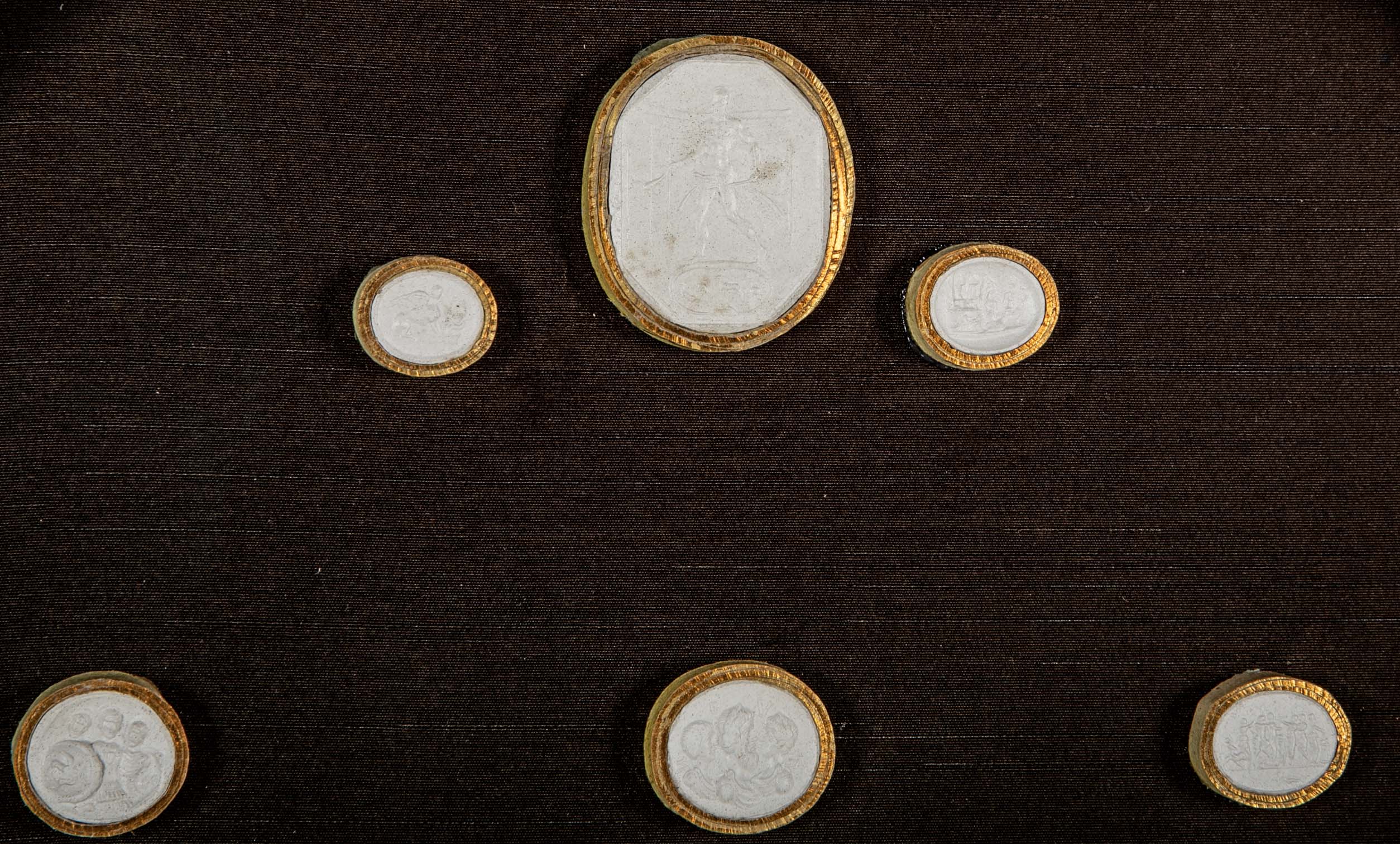 Set of 10 Octagonally Framed Italian Grand Tour Plaster Intaglios