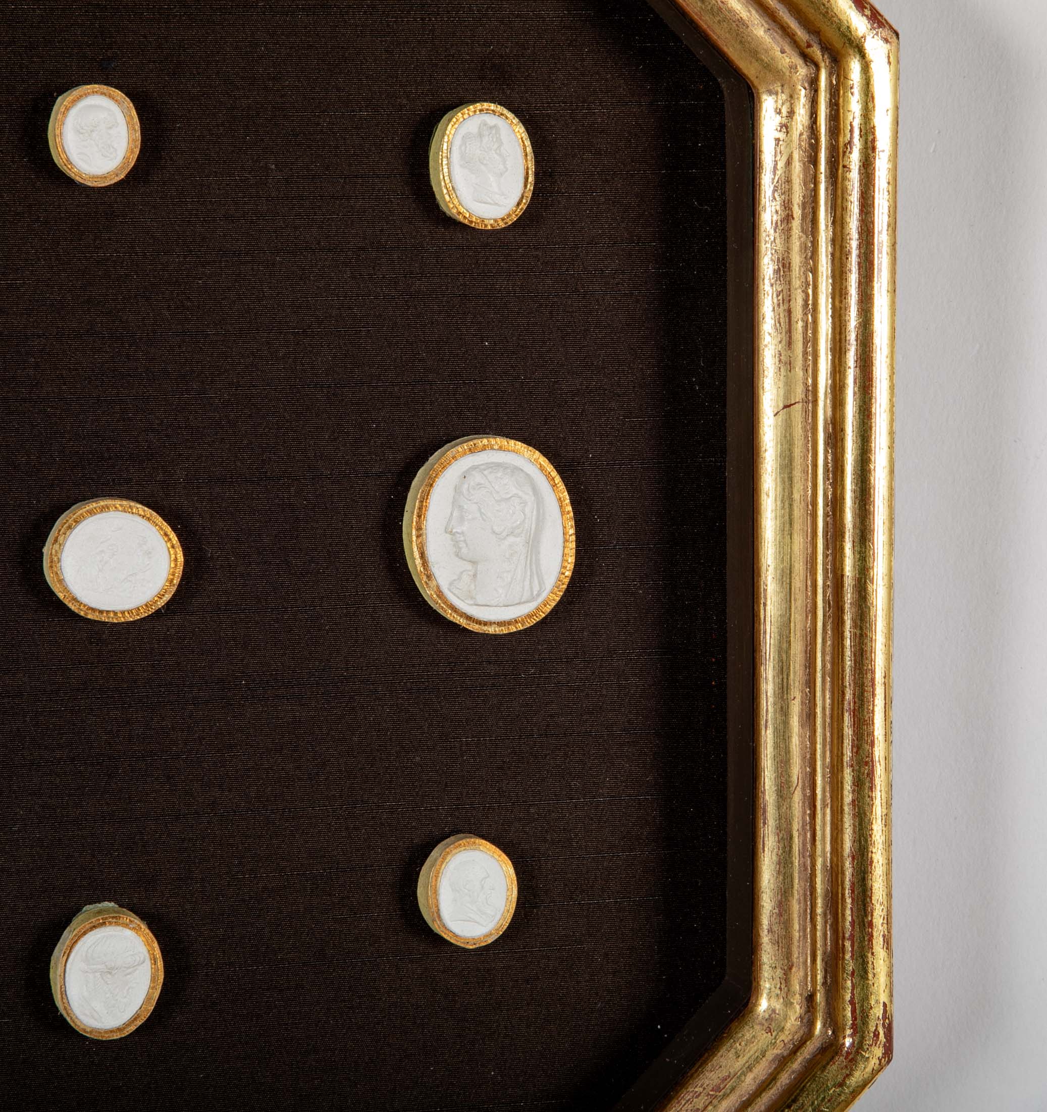 Set of 10 Octagonally Framed Italian Grand Tour Plaster Intaglios