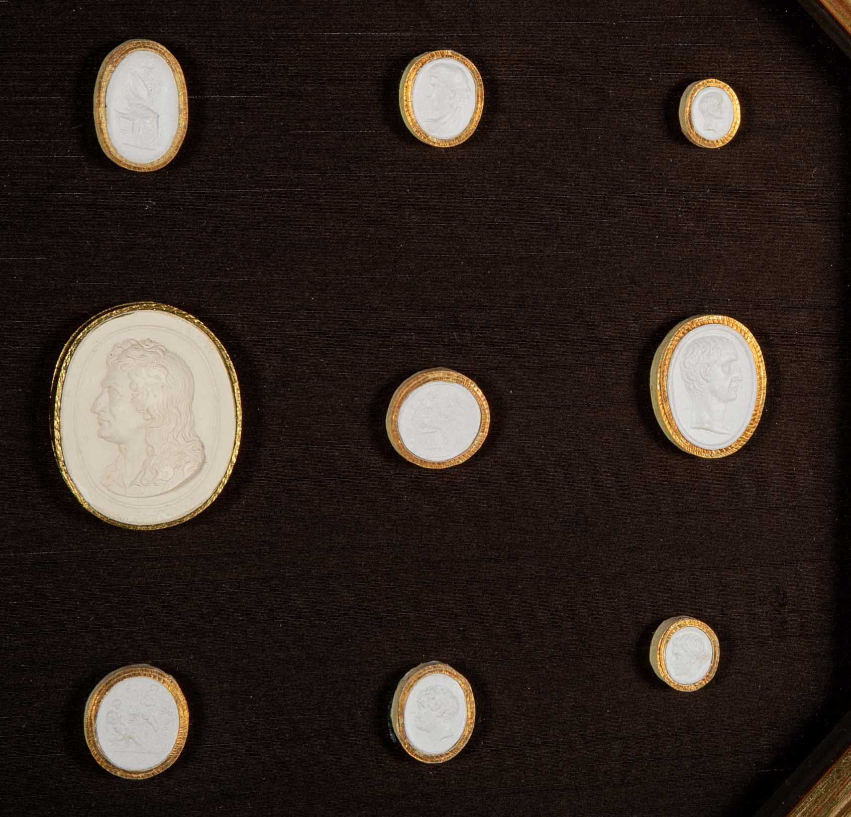 Set of 10 Octagonally Framed Italian Grand Tour Plaster Intaglios
