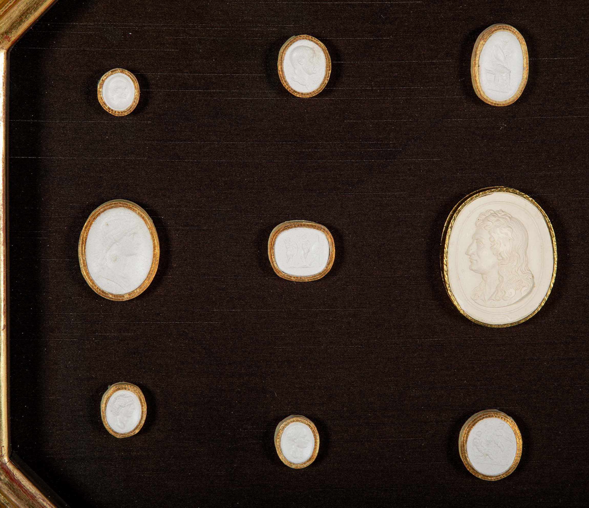 Set of 10 Octagonally Framed Italian Grand Tour Plaster Intaglios