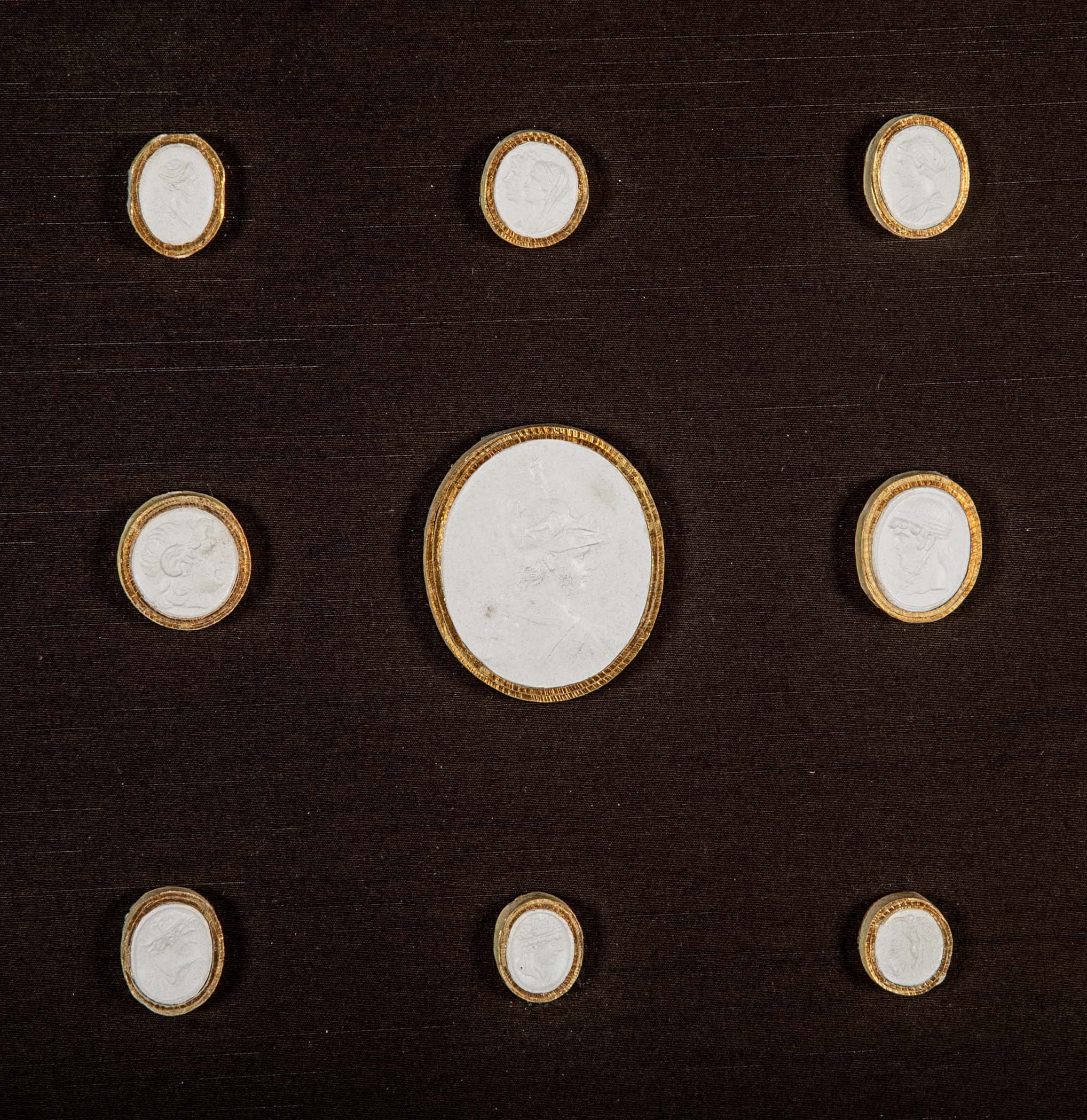 Set of 10 Octagonally Framed Italian Grand Tour Plaster Intaglios