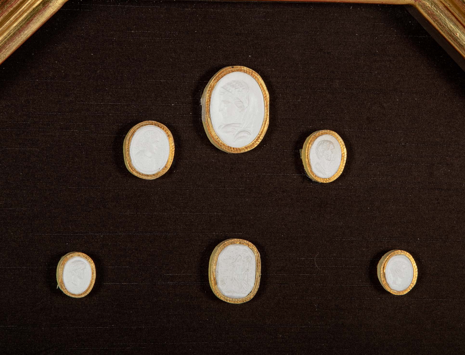 Set of 10 Octagonally Framed Italian Grand Tour Plaster Intaglios
