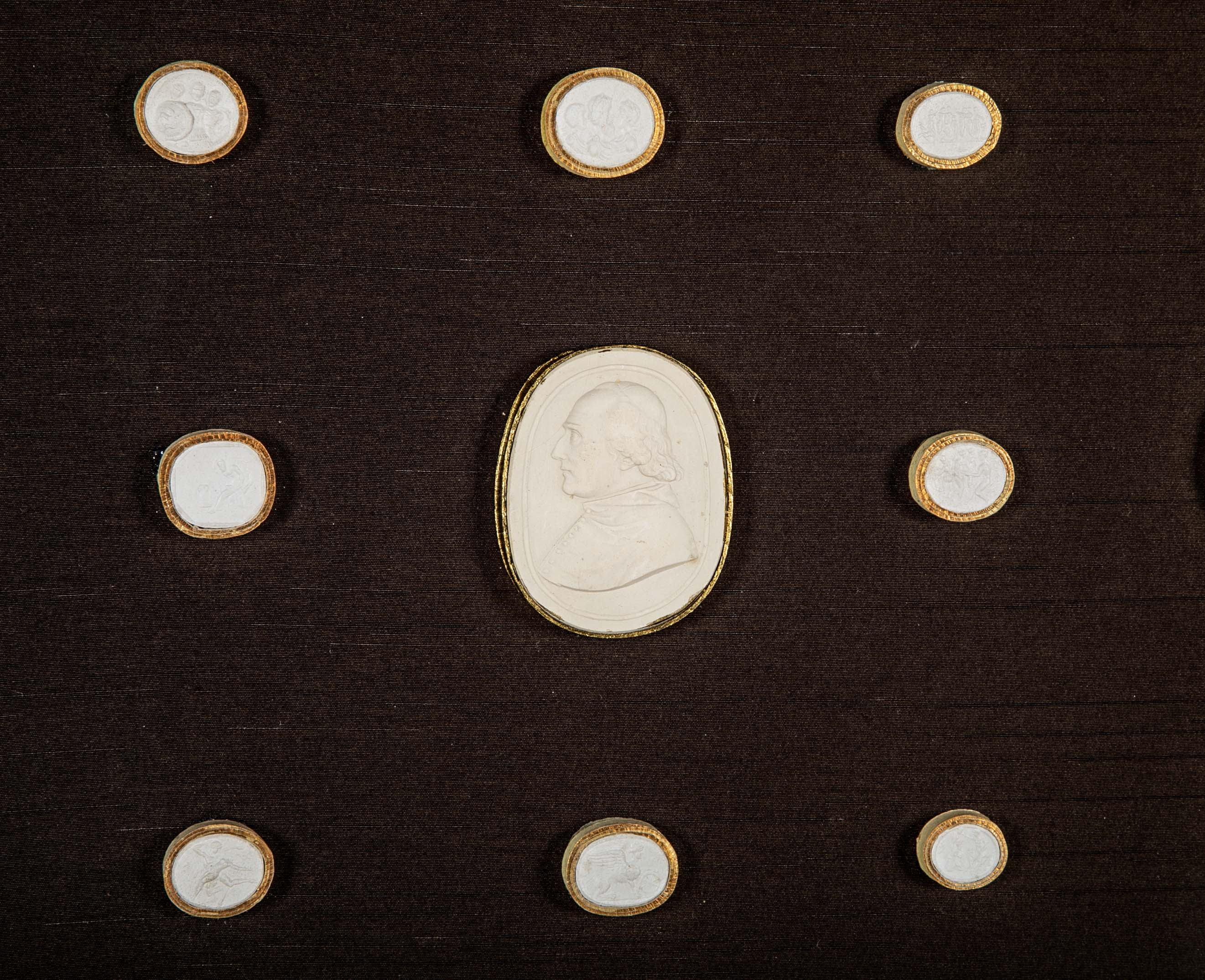 Set of 10 Octagonally Framed Italian Grand Tour Plaster Intaglios
