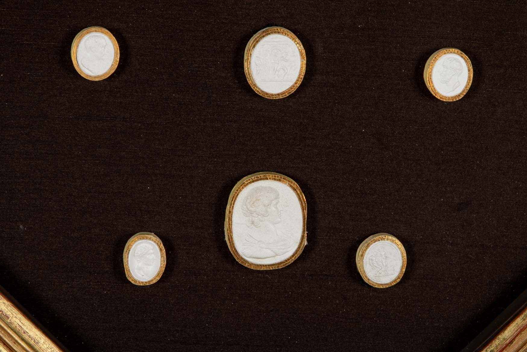Set of 10 Octagonally Framed Italian Grand Tour Plaster Intaglios