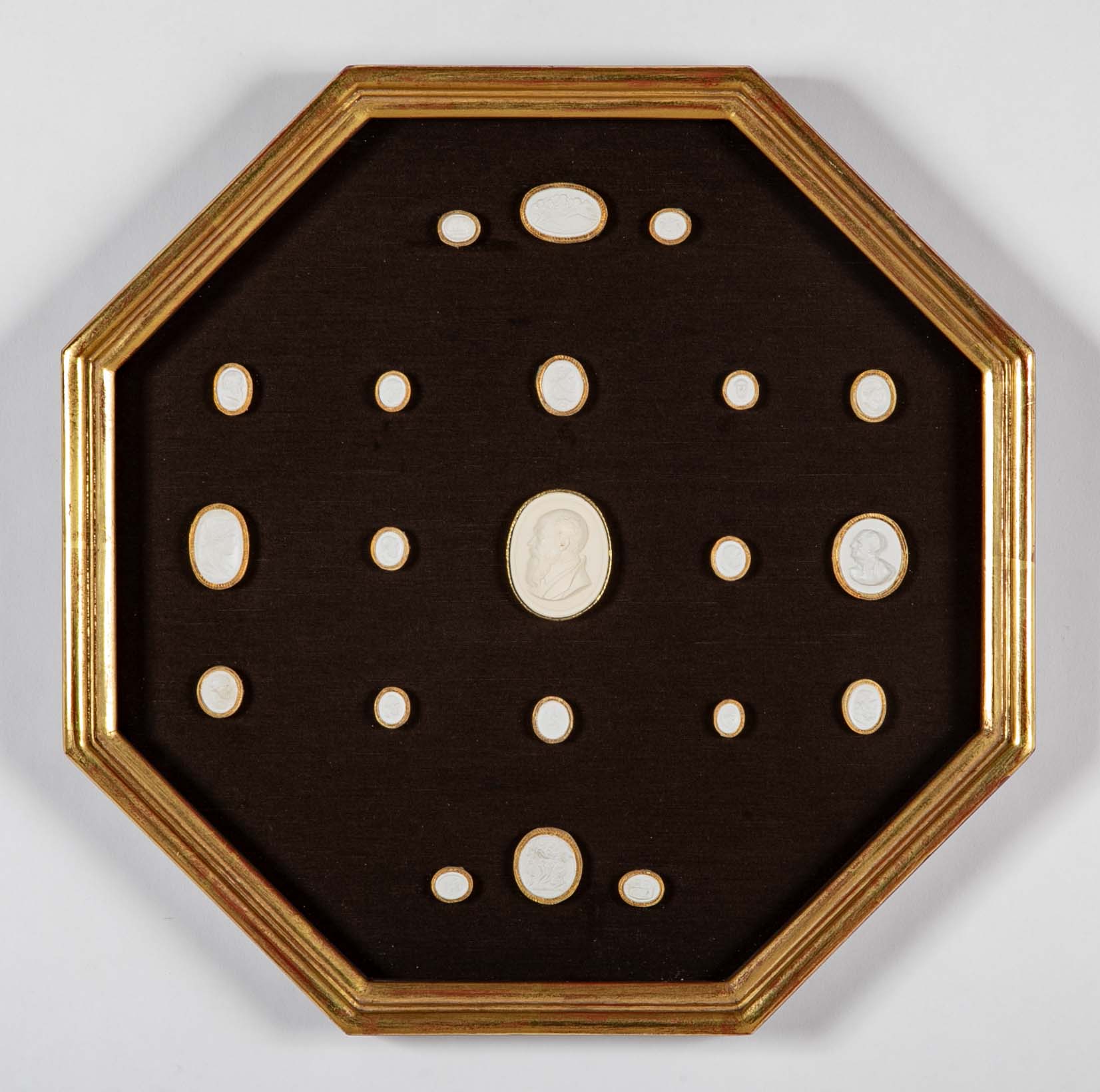Set of 10 Octagonally Framed Italian Grand Tour Plaster Intaglios