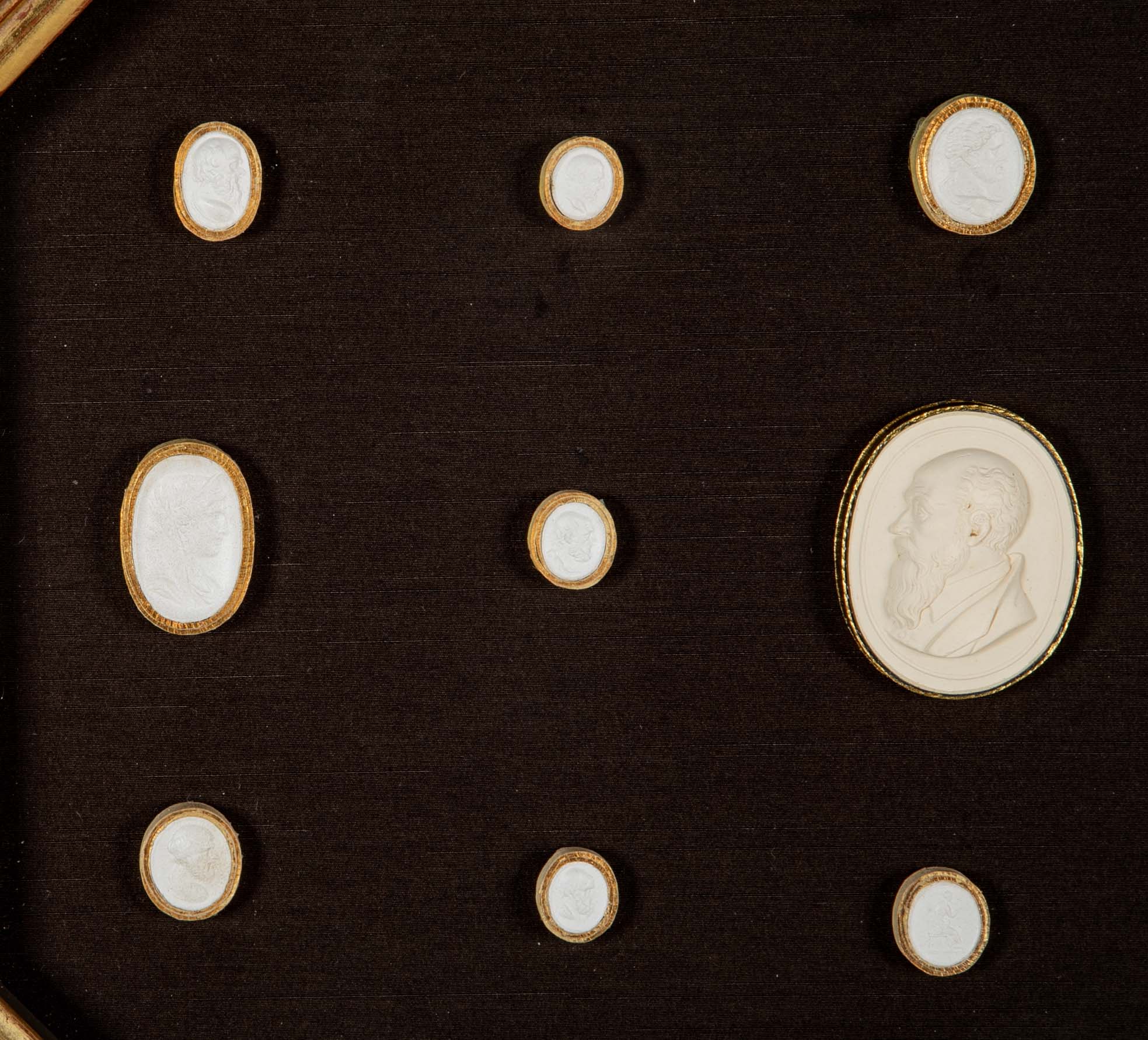 Set of 10 Octagonally Framed Italian Grand Tour Plaster Intaglios