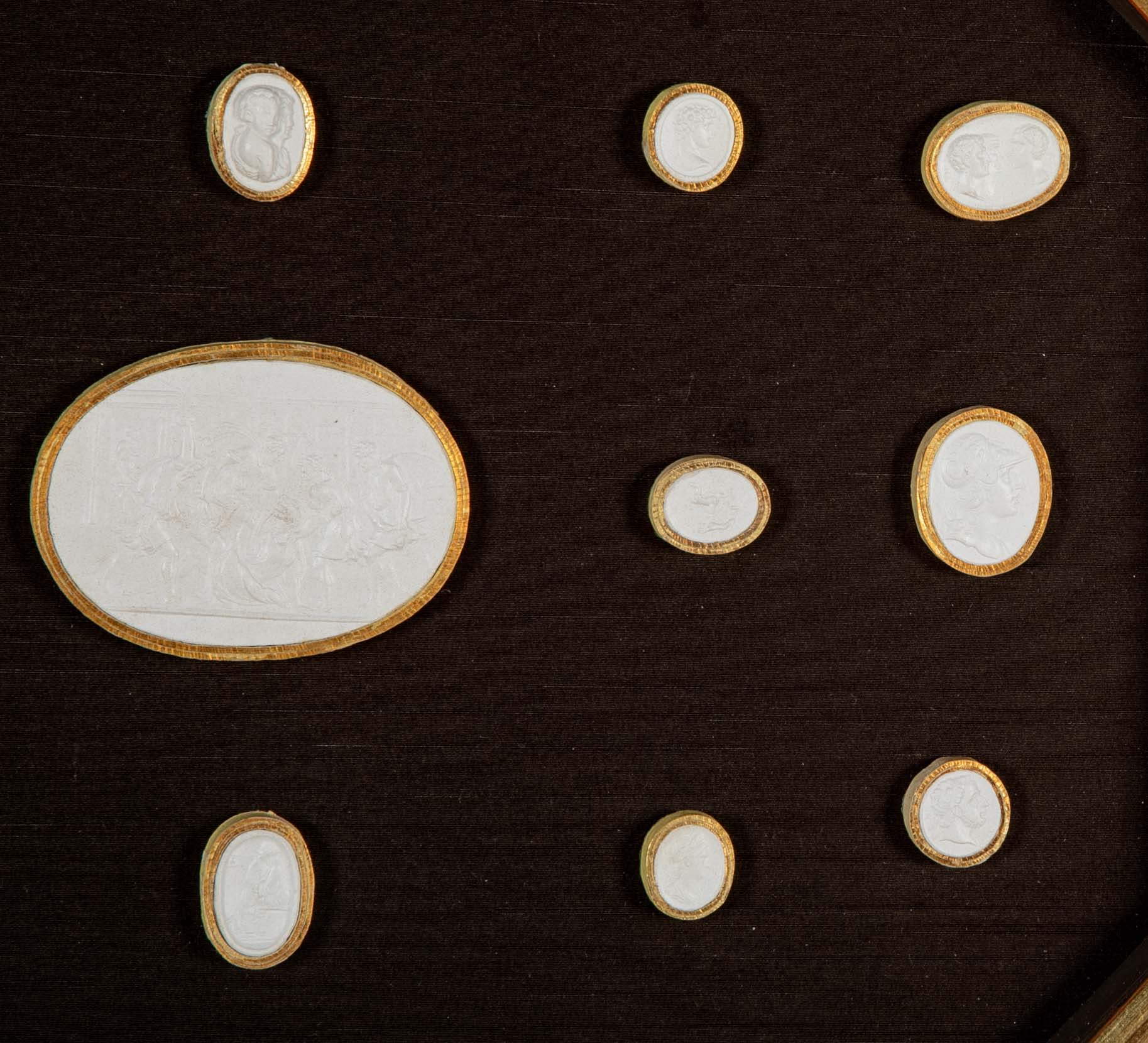 Set of 10 Octagonally Framed Italian Grand Tour Plaster Intaglios