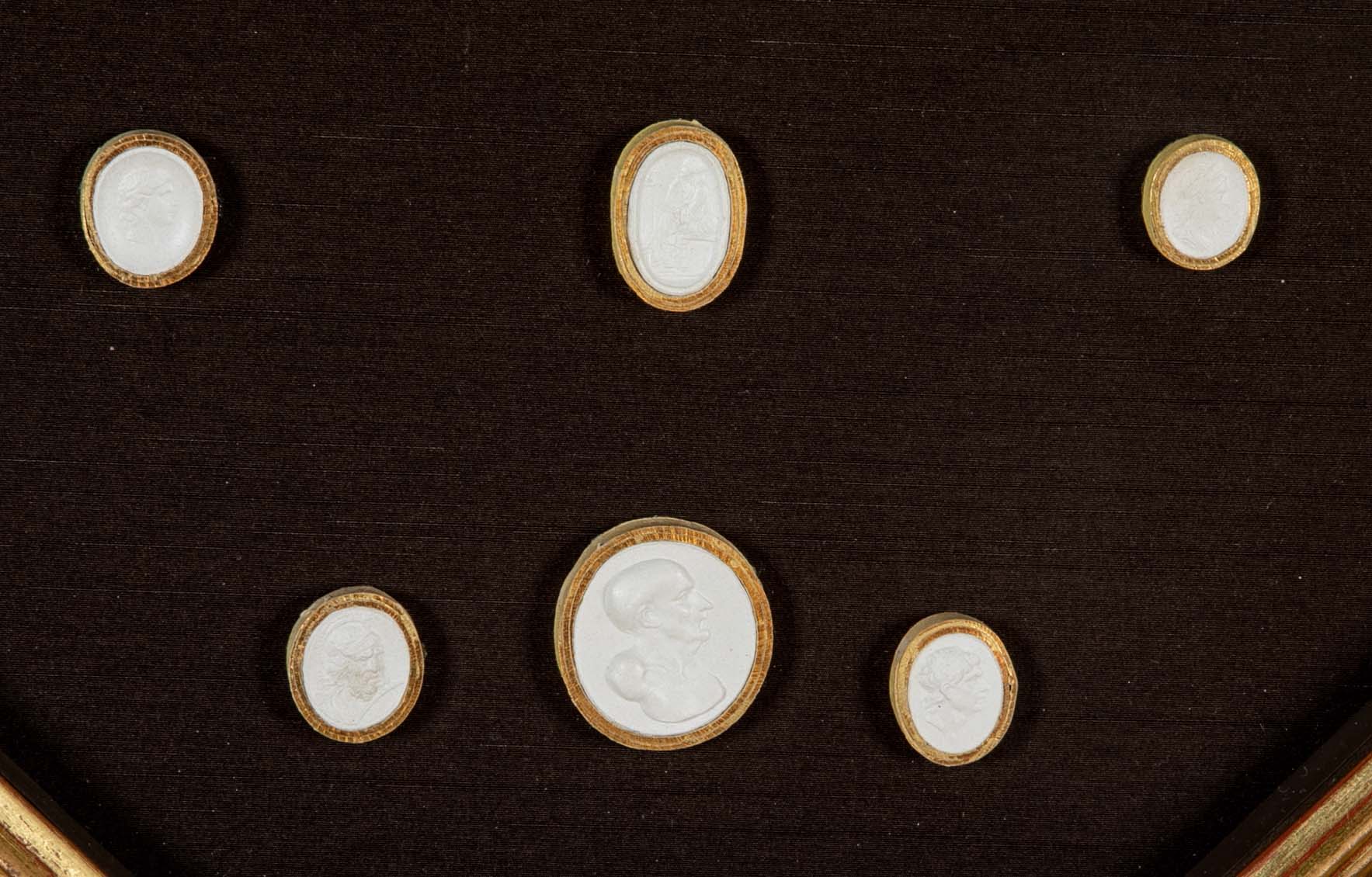 Set of 10 Octagonally Framed Italian Grand Tour Plaster Intaglios