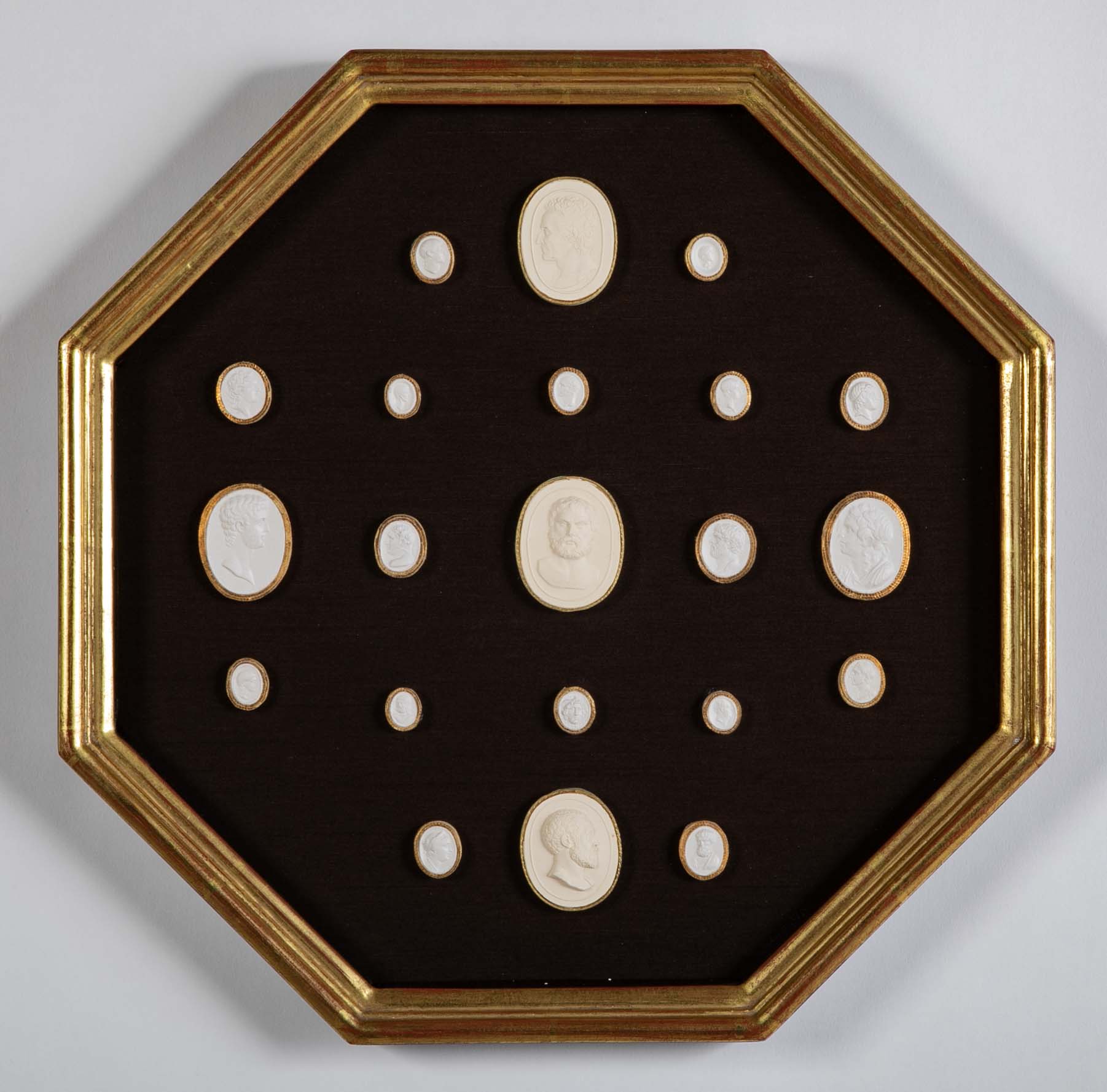Octagonally Framed Italian Grand Tour Plaster Intaglios