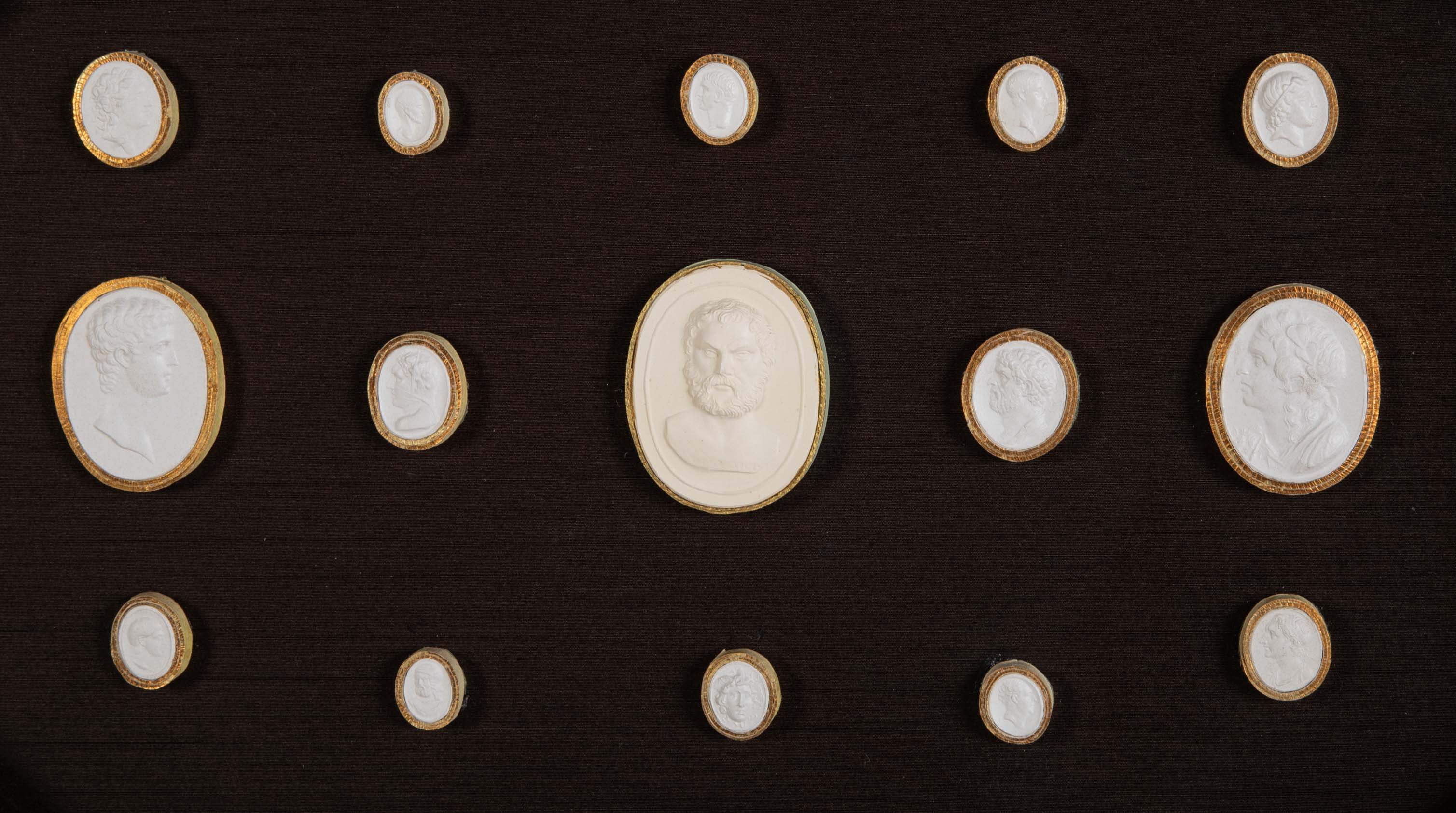 Octagonally Framed Italian Grand Tour Plaster Intaglios