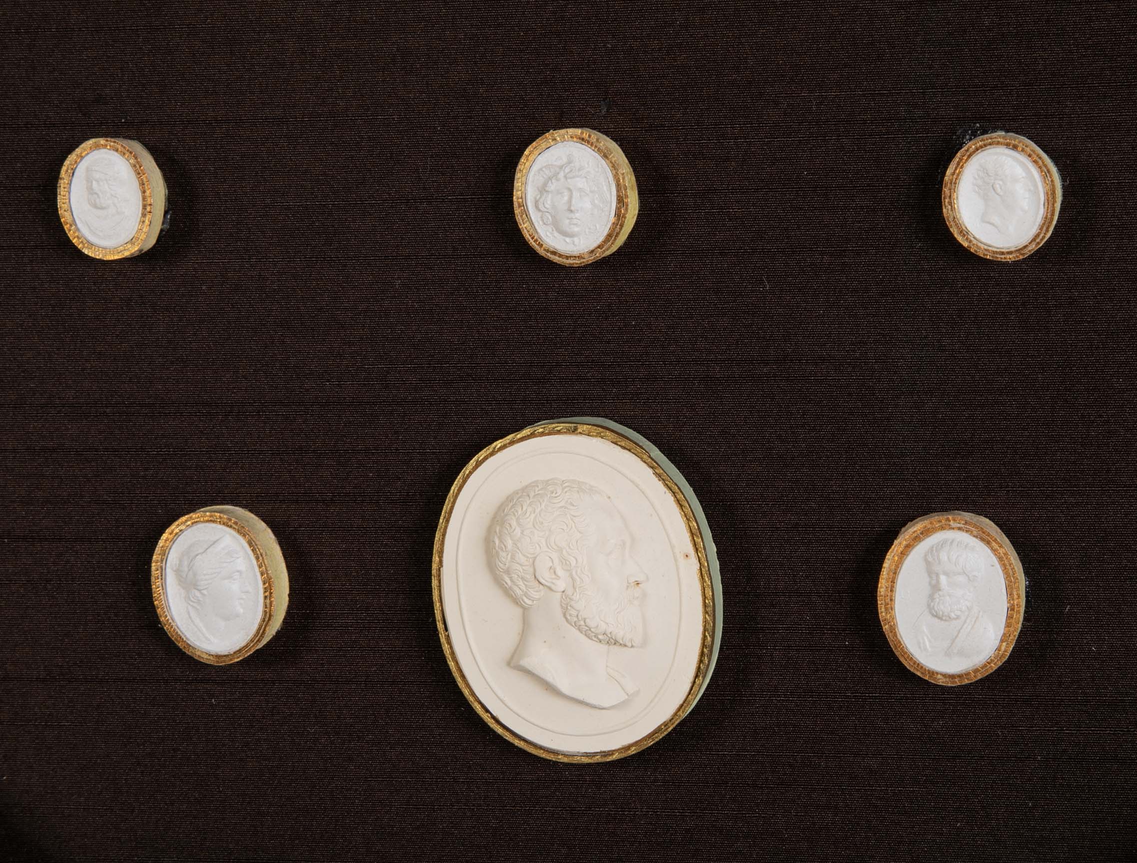 Octagonally Framed Italian Grand Tour Plaster Intaglios