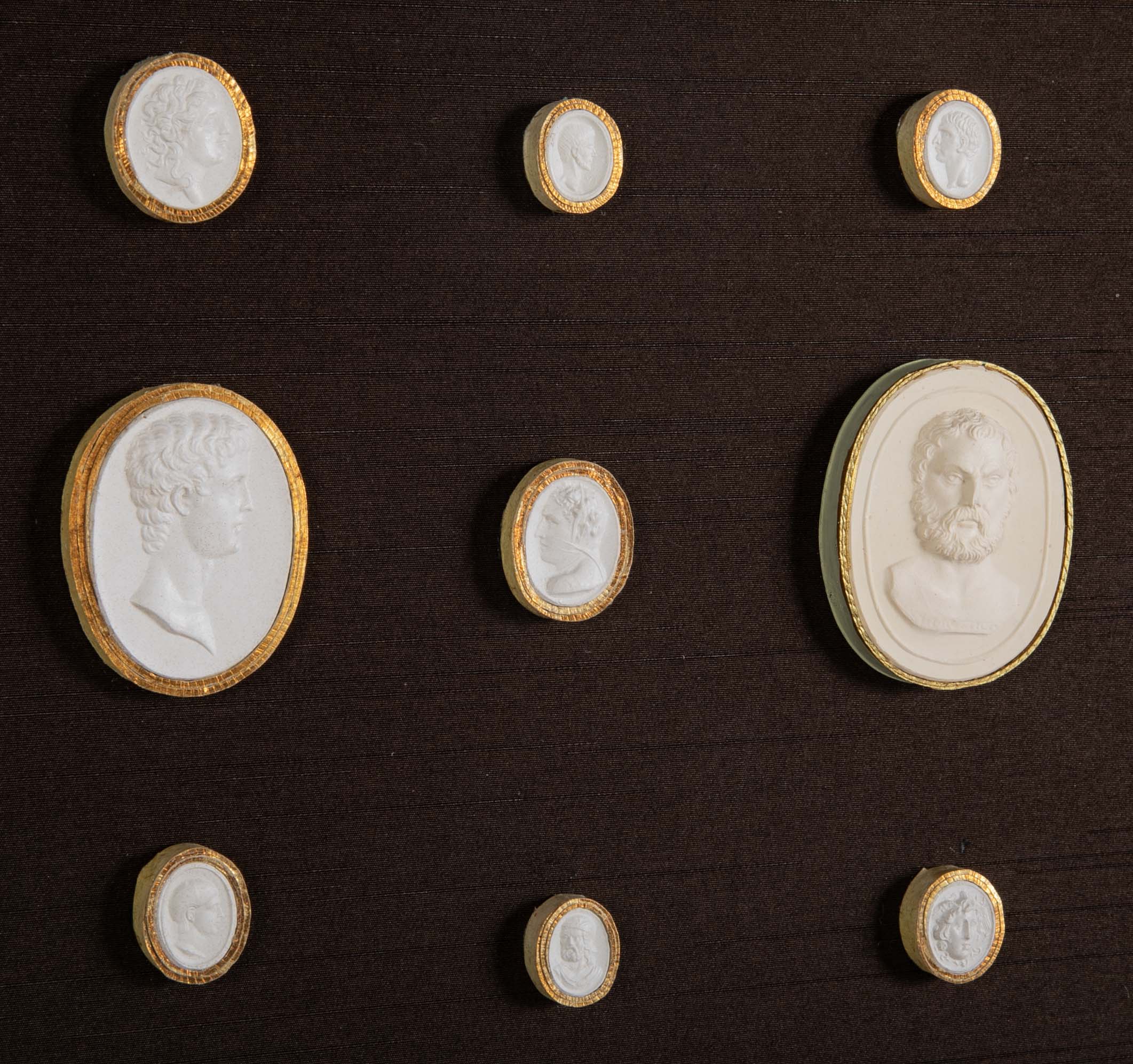 Octagonally Framed Italian Grand Tour Plaster Intaglios