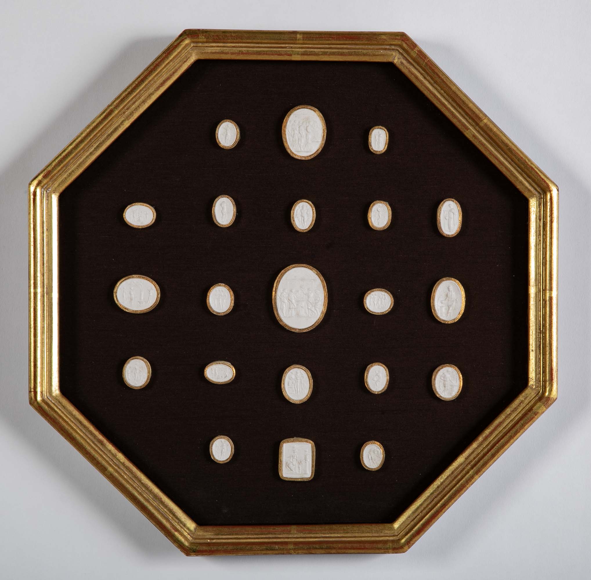 Octagonally Framed Italian Grand Tour Plaster Intaglios