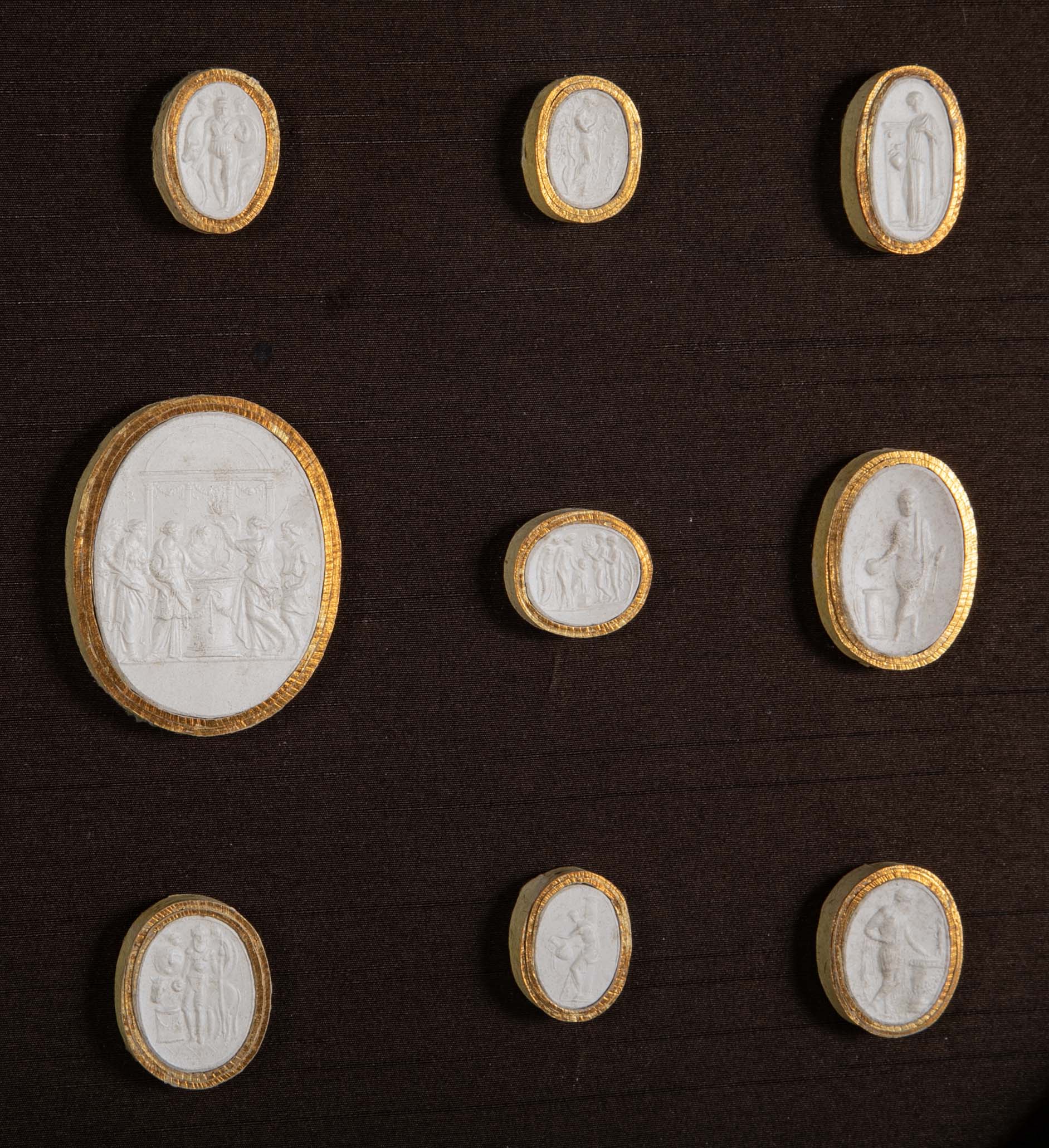 Octagonally Framed Italian Grand Tour Plaster Intaglios