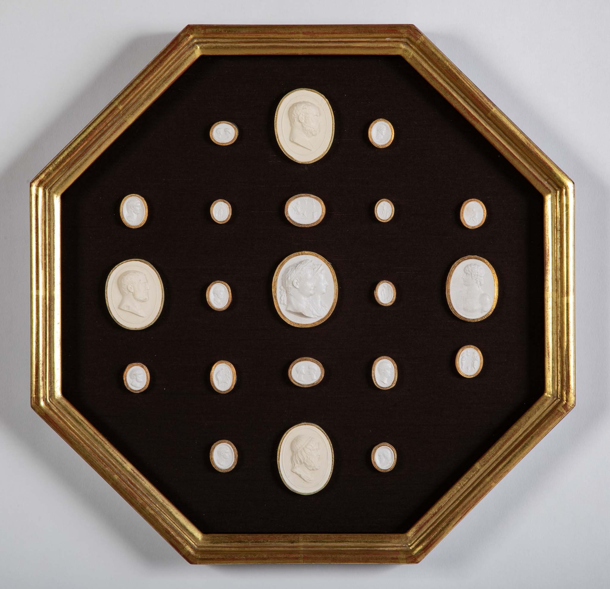 Octagonally Framed Italian Grand Tour Plaster Intaglios