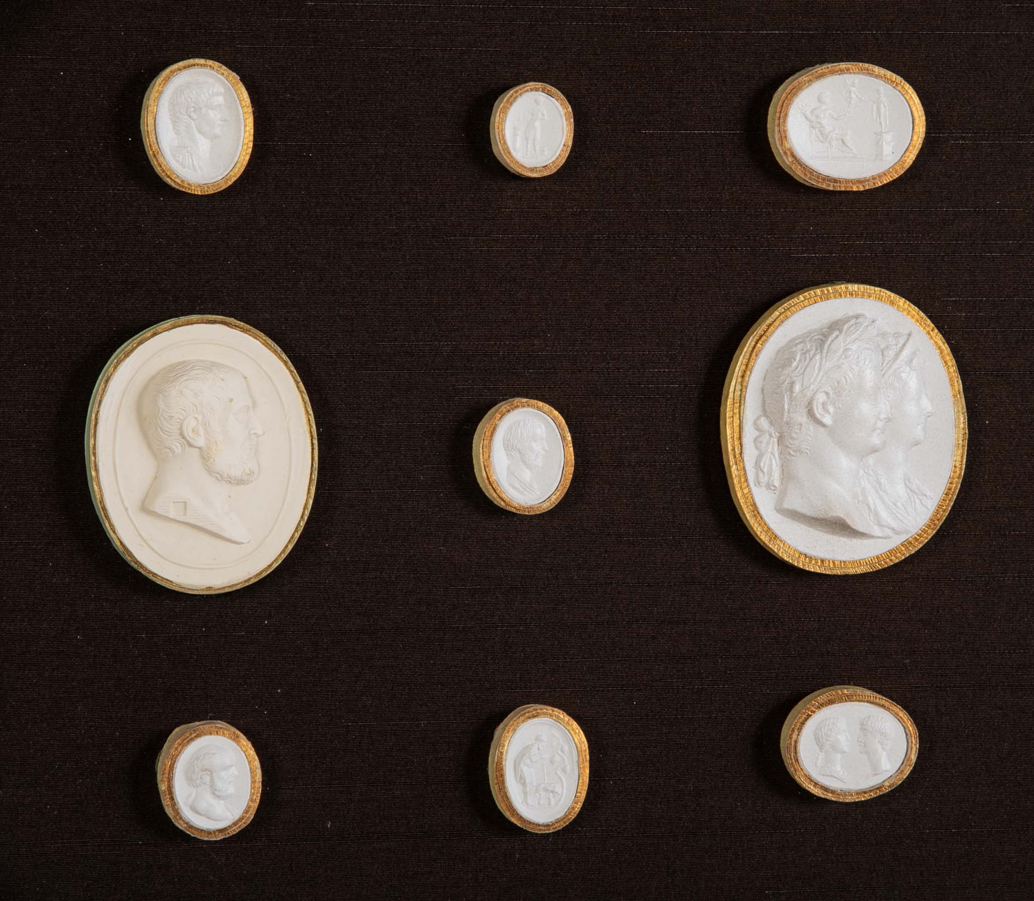 Octagonally Framed Italian Grand Tour Plaster Intaglios