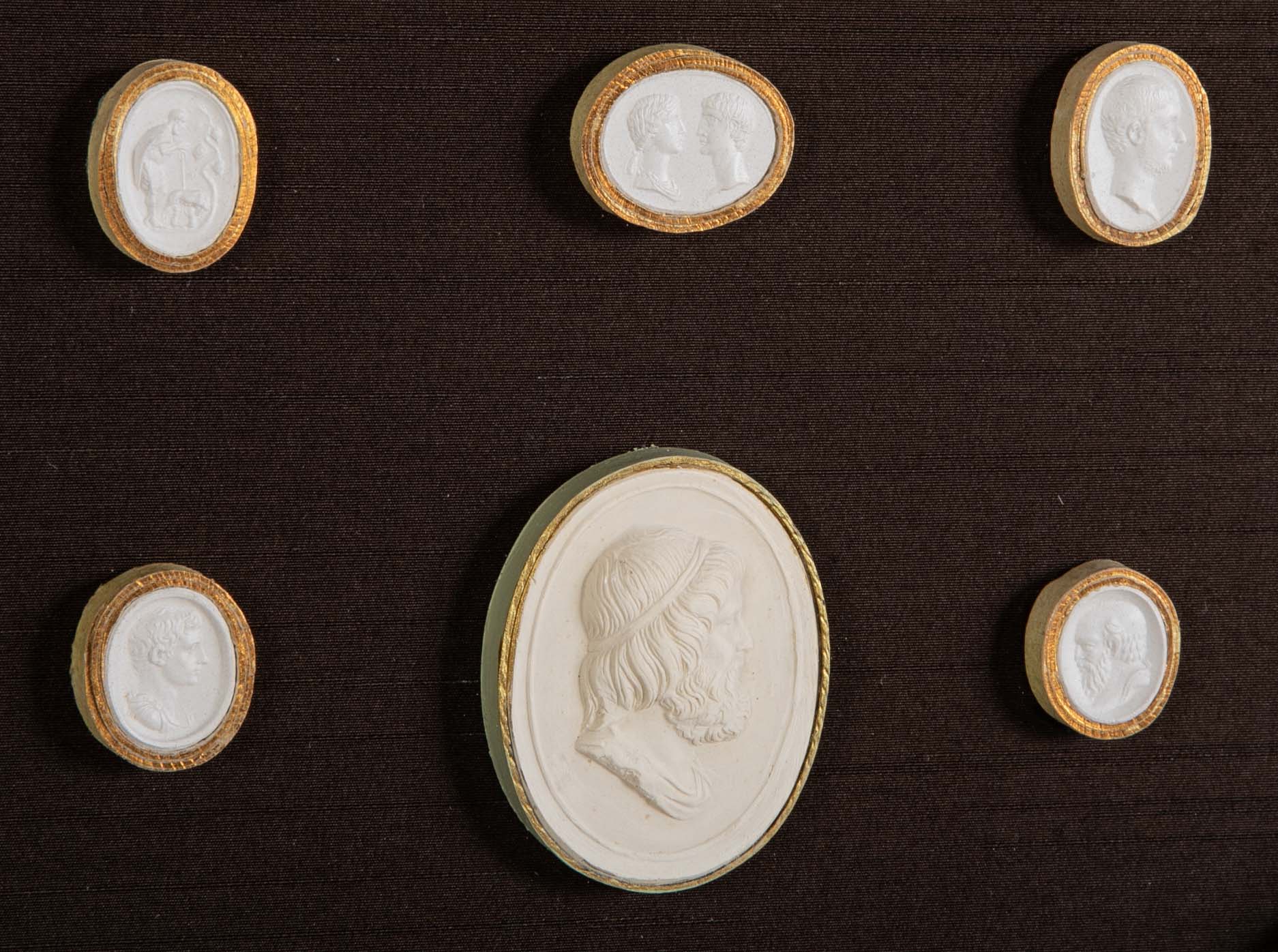 Octagonally Framed Italian Grand Tour Plaster Intaglios