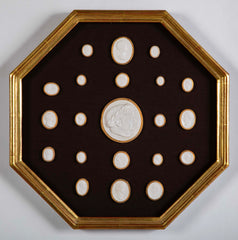 Octagonally Framed Italian Grand Tour Plaster Intaglios