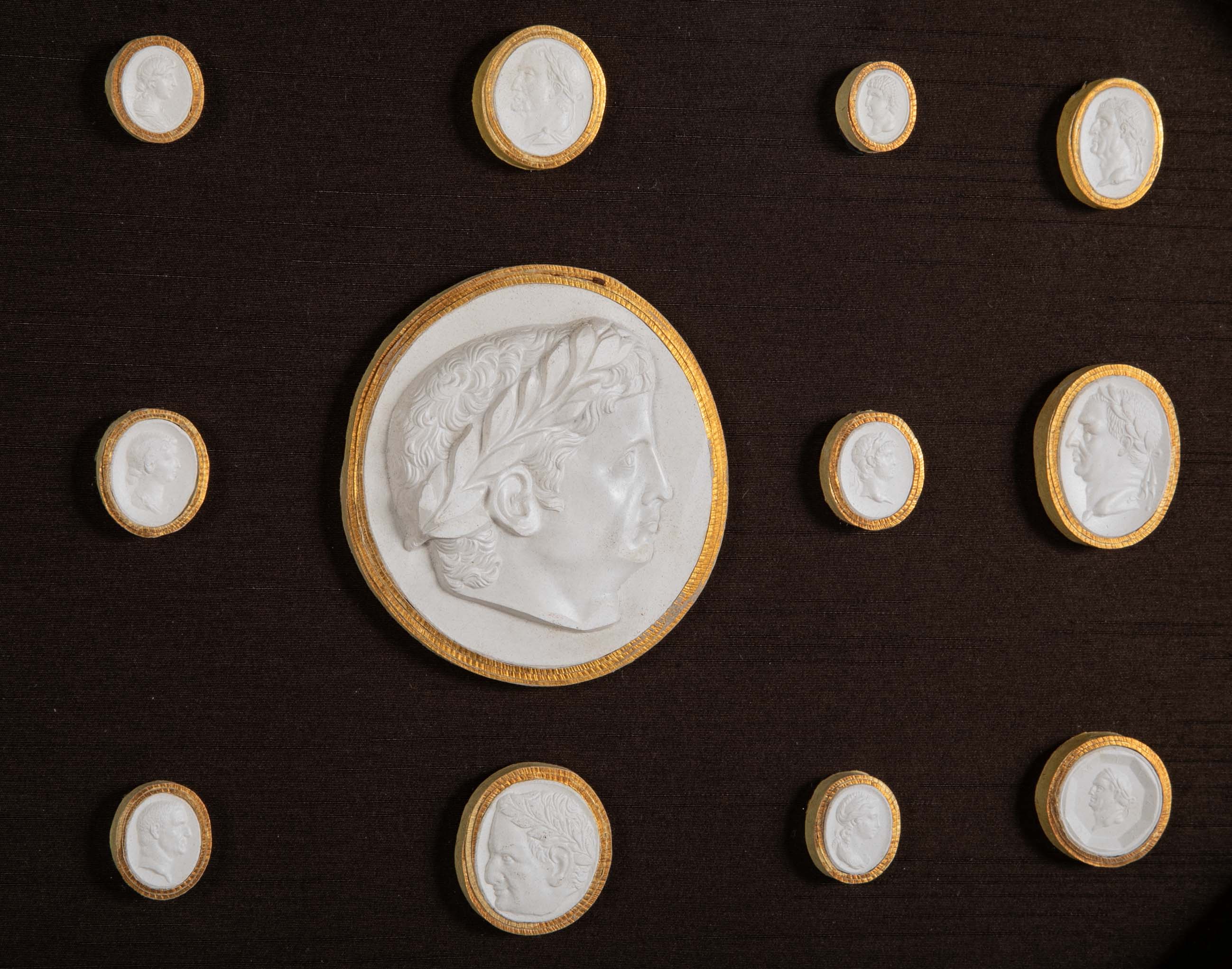 Octagonally Framed Italian Grand Tour Plaster Intaglios